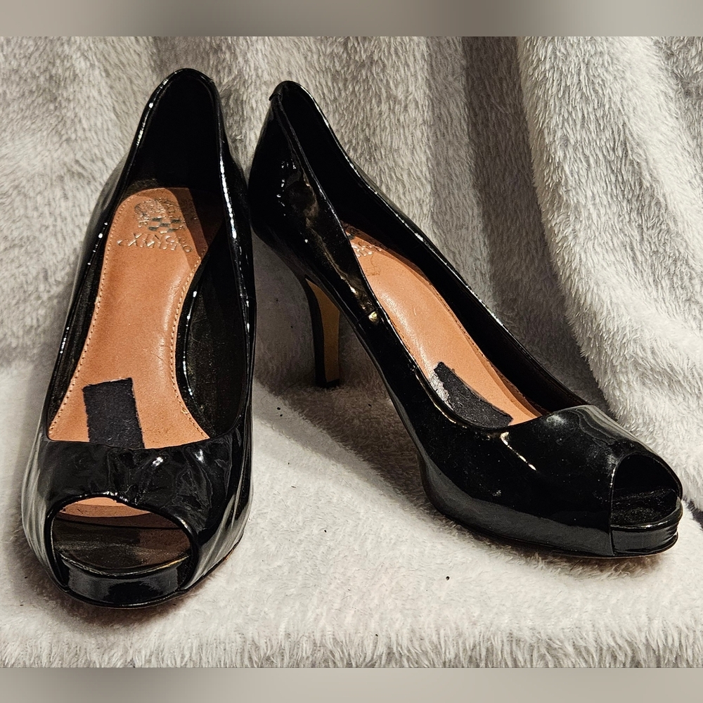 Vince Camuto Black Peep-Toe Heels